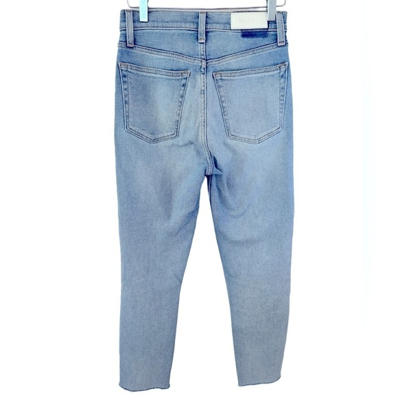 RE/Done 90’s High Rise Ankle Crop Distressed Jeans in Worn Bright Blue - Picture 10 of 14